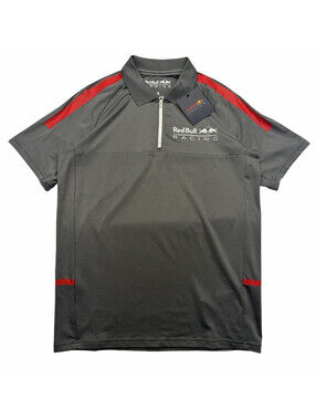 Red Bull Racing Quarter Zip Tech Polo Shirt Grey Size S